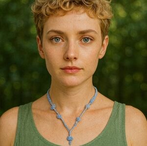 Ocean Inspired 12" Crochet Necklace Mermaidcore Dainty Handmade Wearable Art